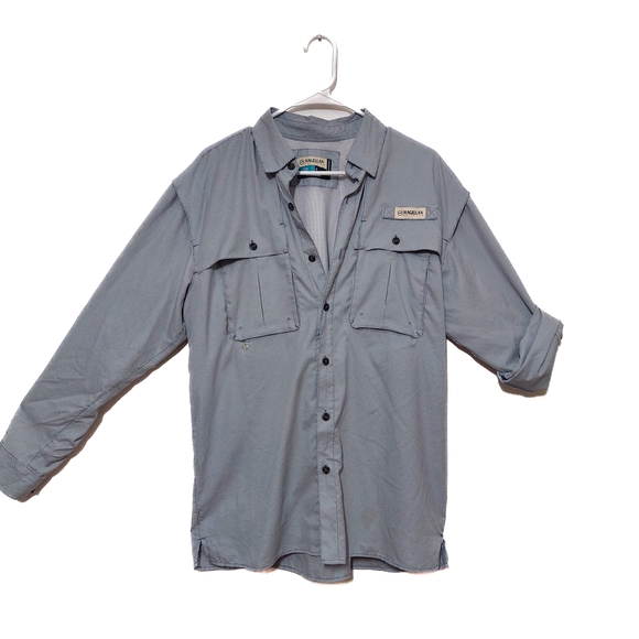 Magellan Outdoors Gray Casual Button Down Fishing Shirt - Picture 1 of 10